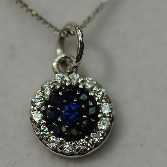 14Kt White Gold Diamond Evil Eye Pendant